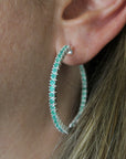 Skinny Natural Emerald Hoops