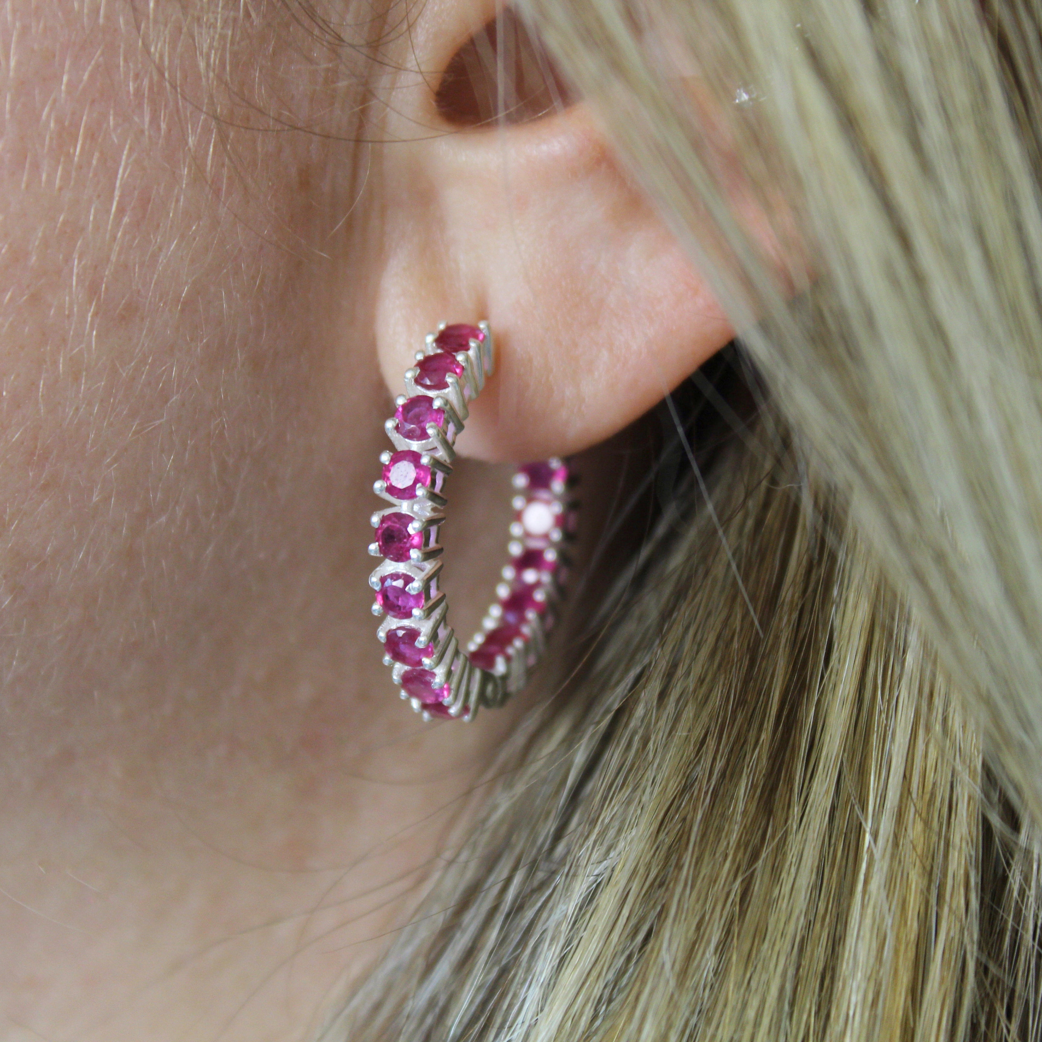 Thick Natural Ruby Hoops