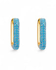 Squared Oval Hoops - Light Blue/Gold