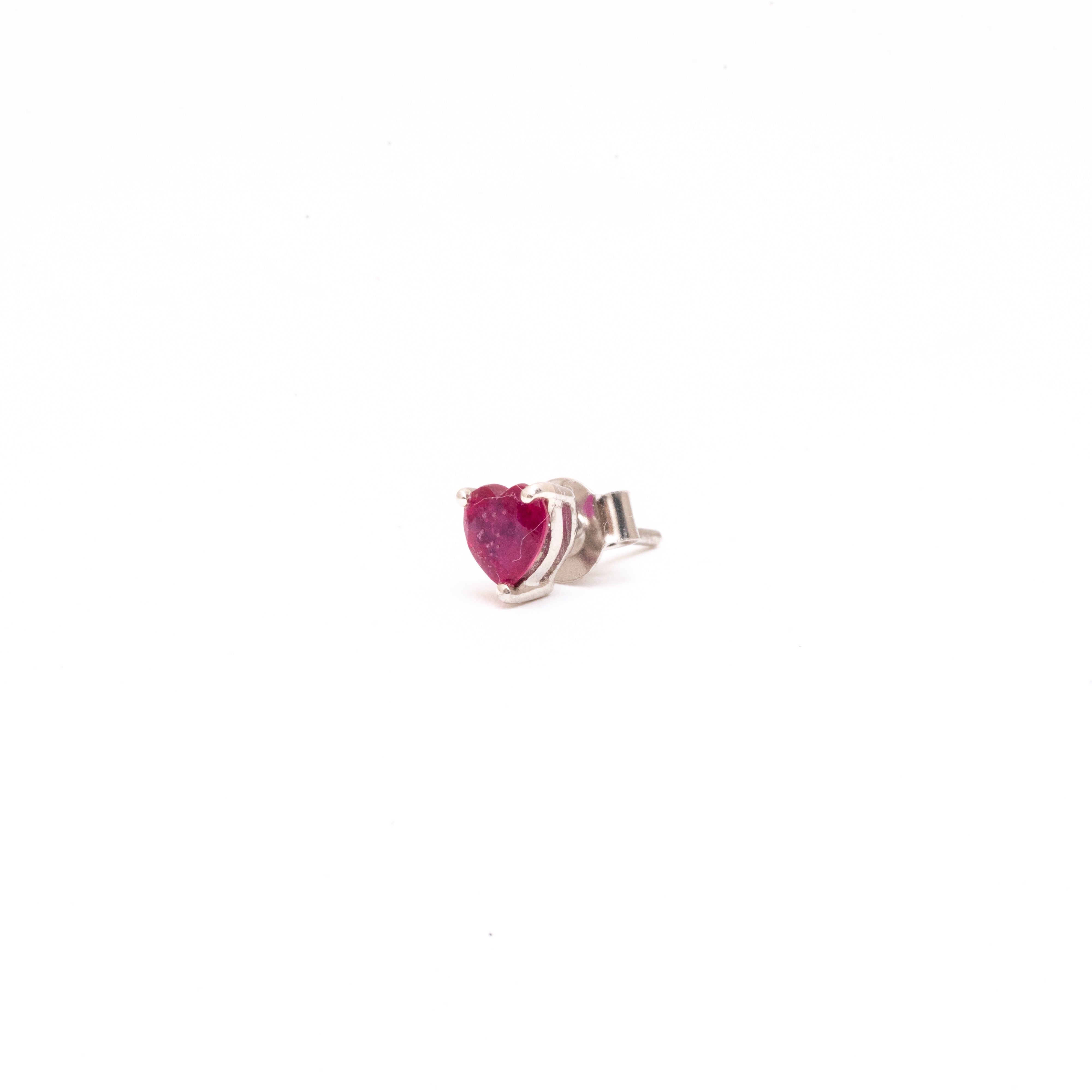 Natural Ruby Heart Studs