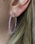 Skinny Natural Ruby Hoops