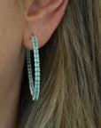 Skinny Natural Emerald Hoops