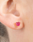 Natural Ruby Heart Studs