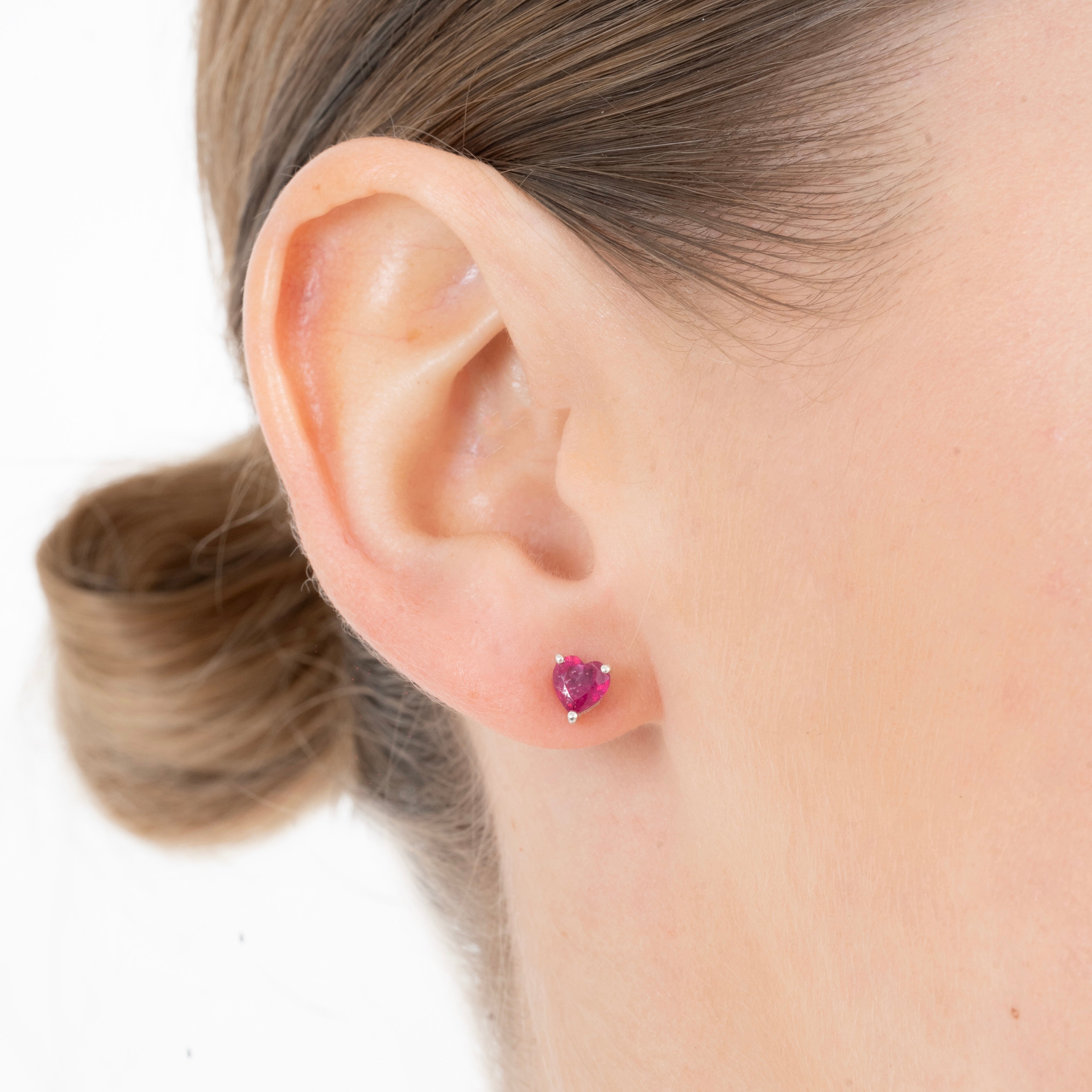 Natural Ruby Heart Studs