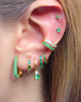 Squared Oval Hoops - Green/Silver