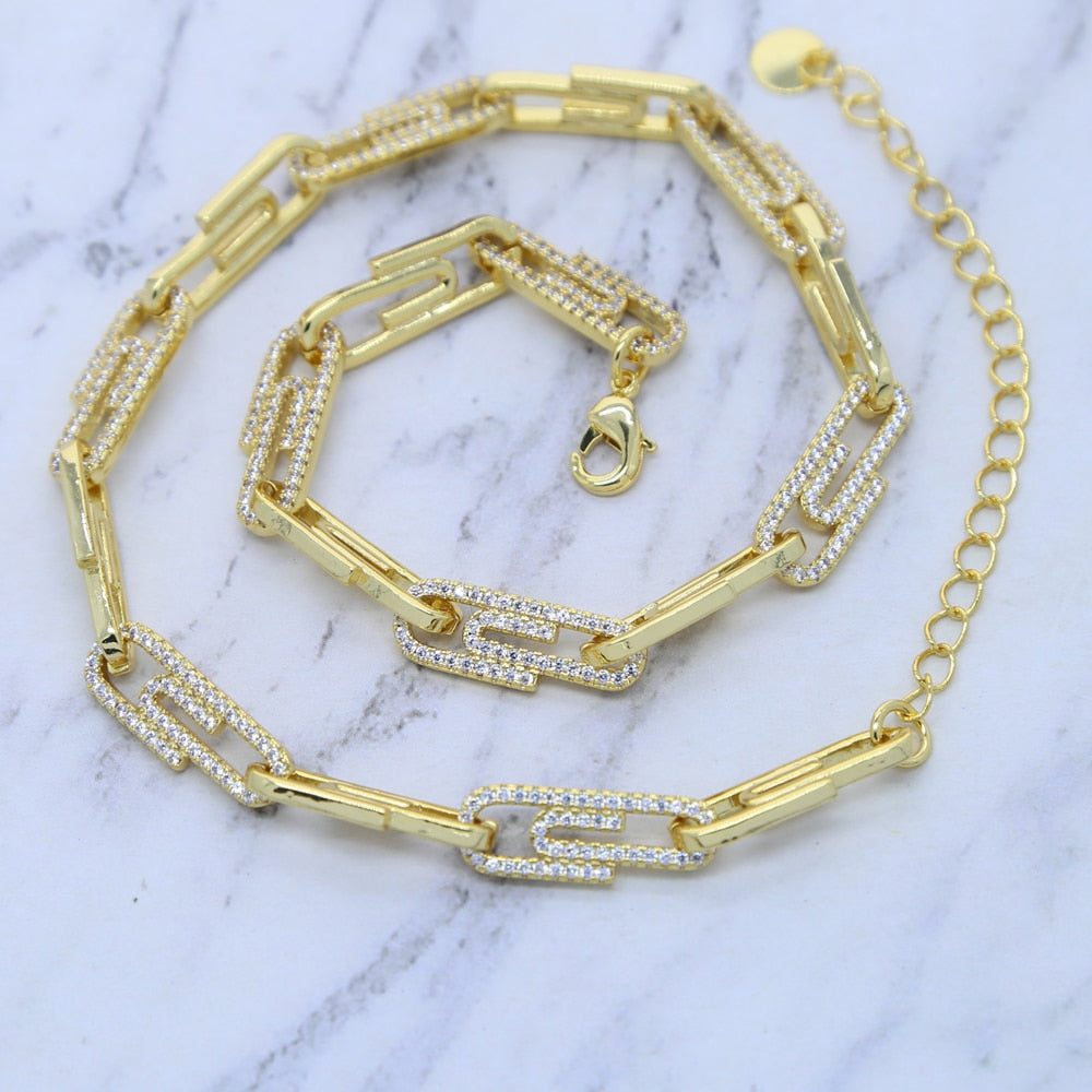 Pave Paperclip Necklace