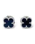 Clover Mini Stud Earring - Black Onyx