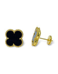 Clover Mini Stud Earring - Black Onyx