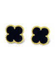 Clover Mini Stud Earring - Black Onyx