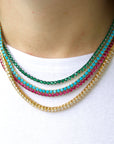 Classic Tennis Necklace - Turquoise Gold