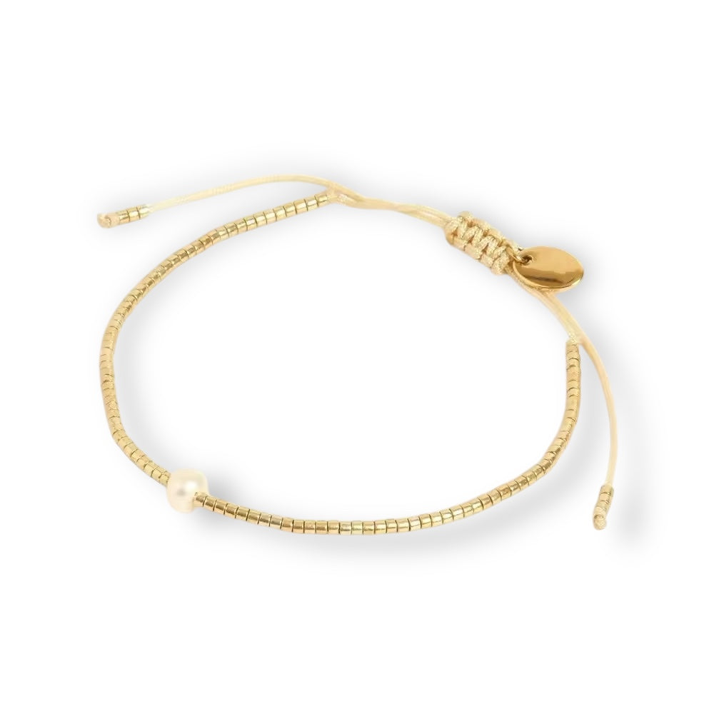 Cute Pearl &amp; Gold Bead Bracelet