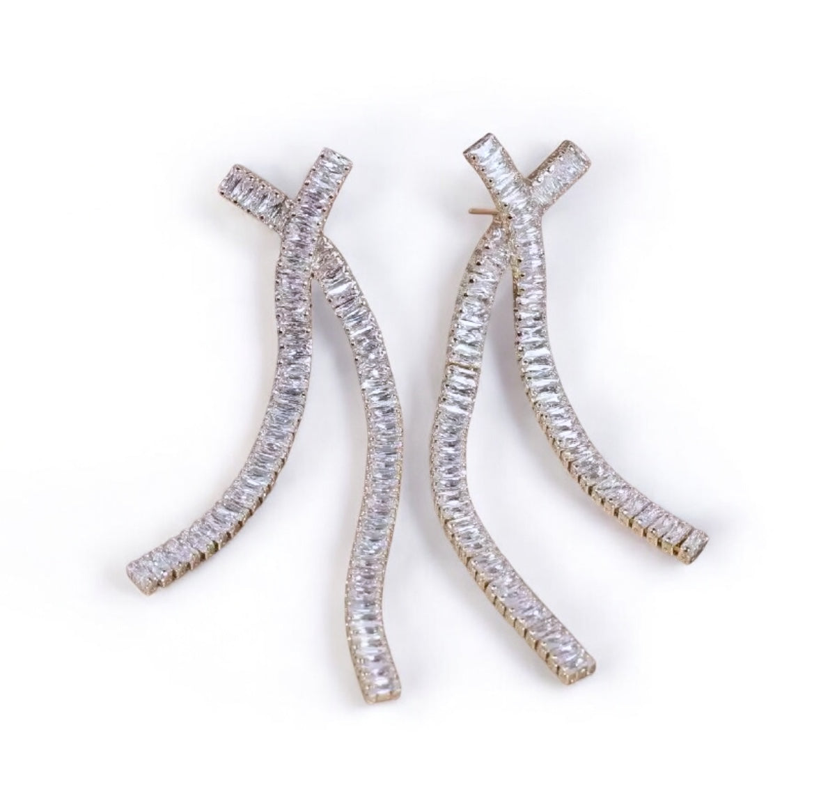 Baguette Crossover Earrings