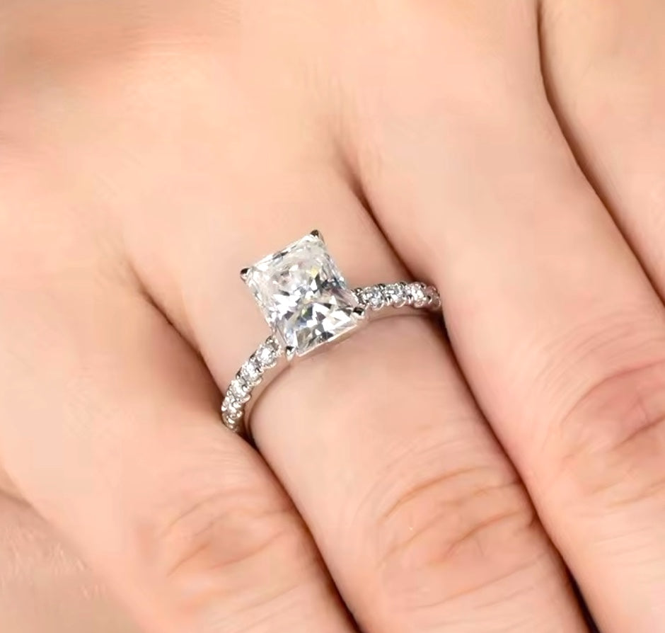 Classic Radiant Moissanite Engagement Ring - 925