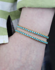 Turquoise Tennis Bracelet - Brass Jewelry