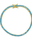 Turquoise Tennis Bracelet - Brass Jewelry